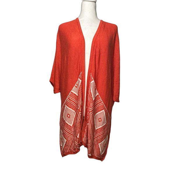 Umgee Sweaters - UMGEE Dreamcatcher Coral Crocheted Kimono Cardigan Sweater Size M/L